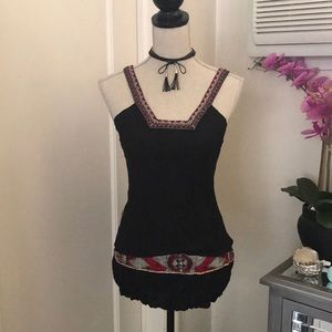 Forever 21 vintage chic embroidered beaded top